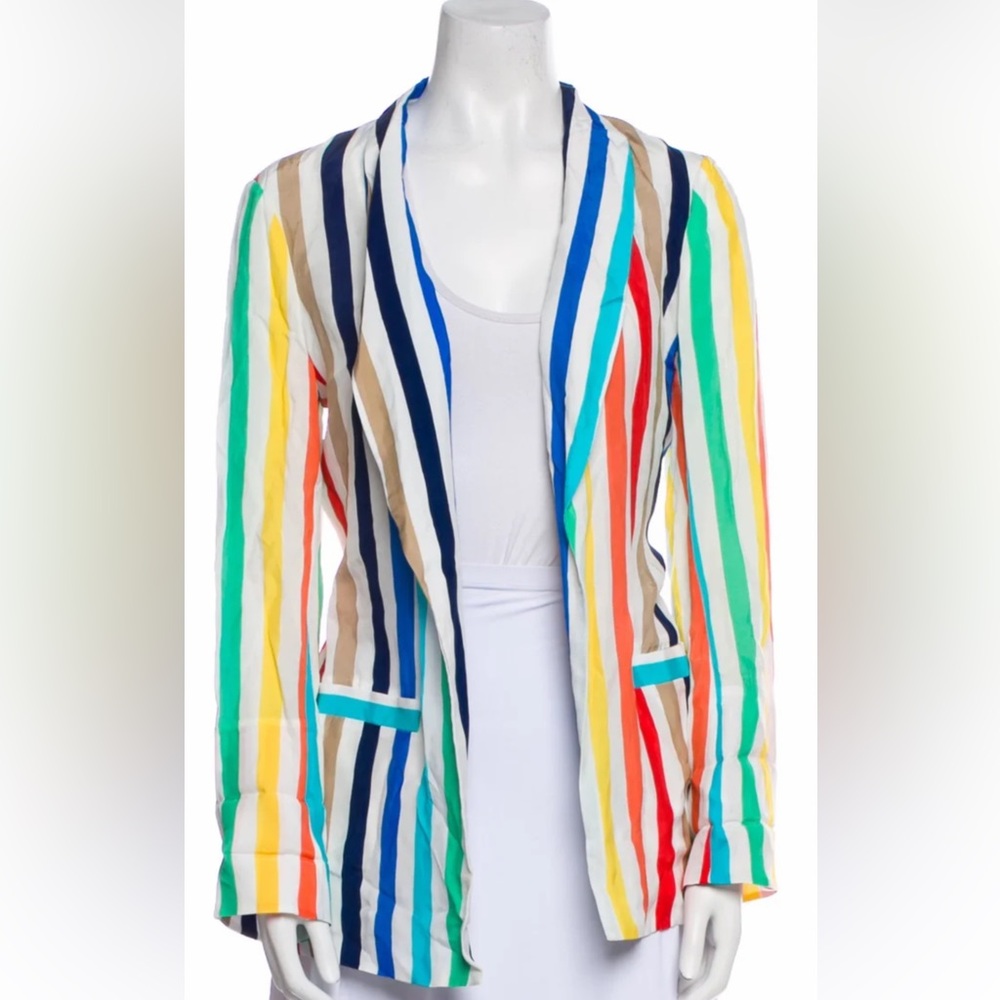 Alice + Olivia Kylie Rainbow Stripe Blazer-Small